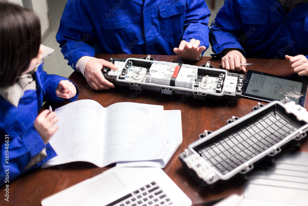 mechanical technician team working in factory