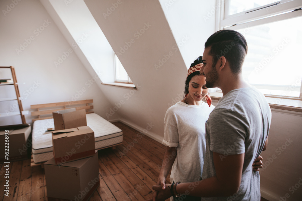 Loving couple during moving home