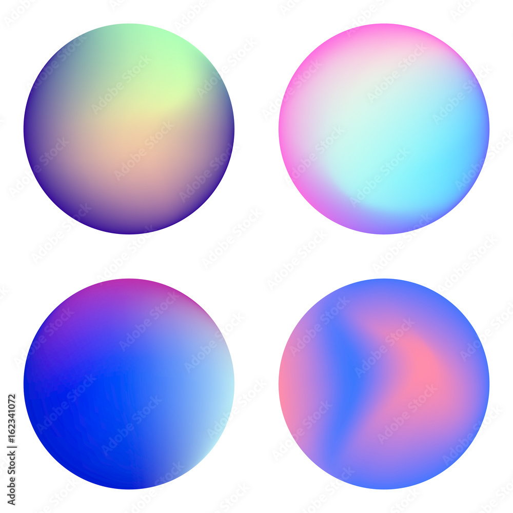 Vector icon set of neon sphere against white background