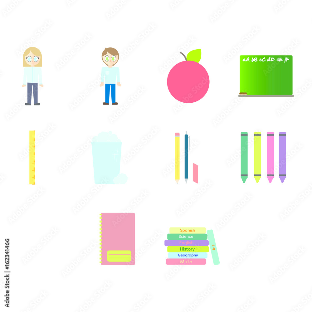 Vector of set of school icon on white background