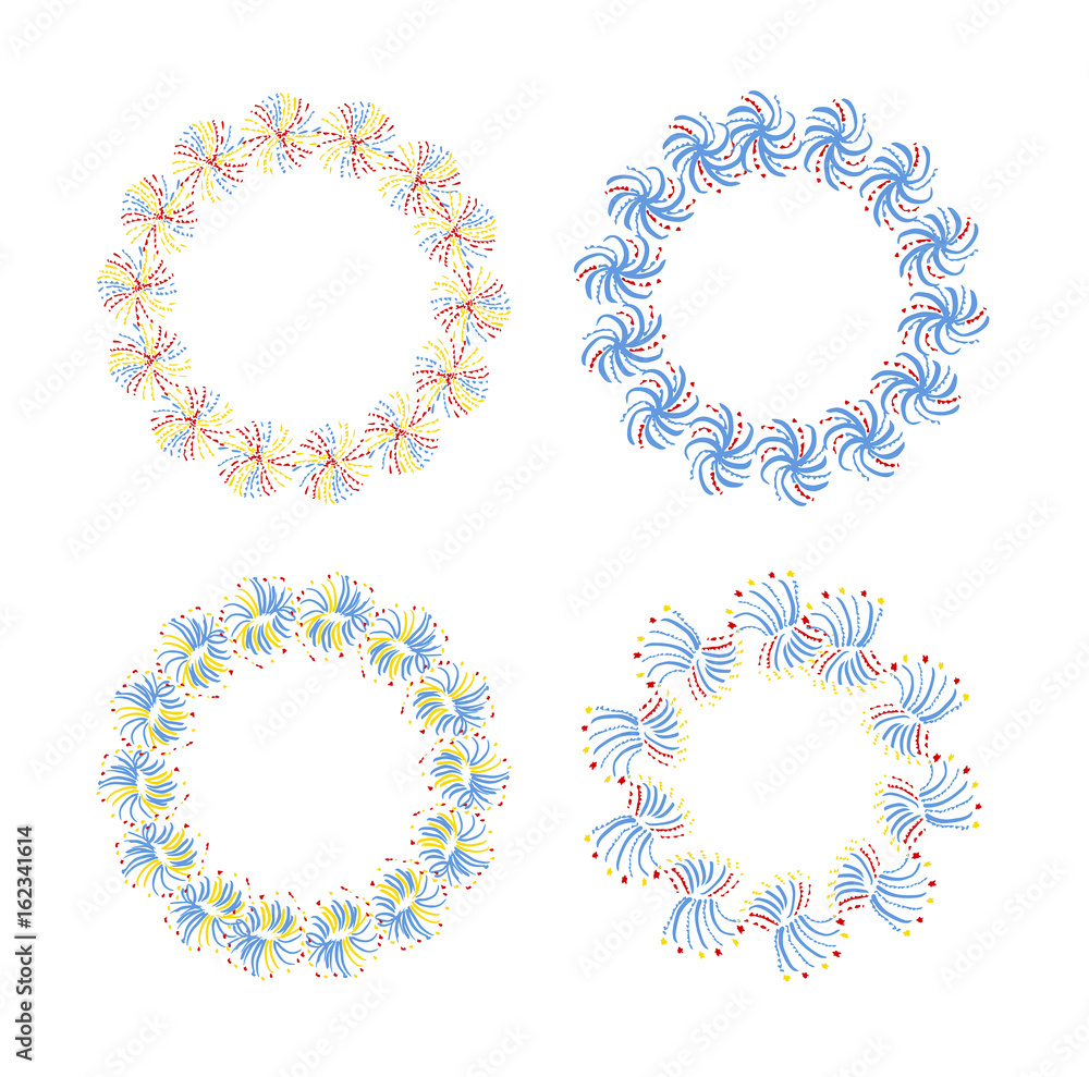 Vector icon set of round frames against white background