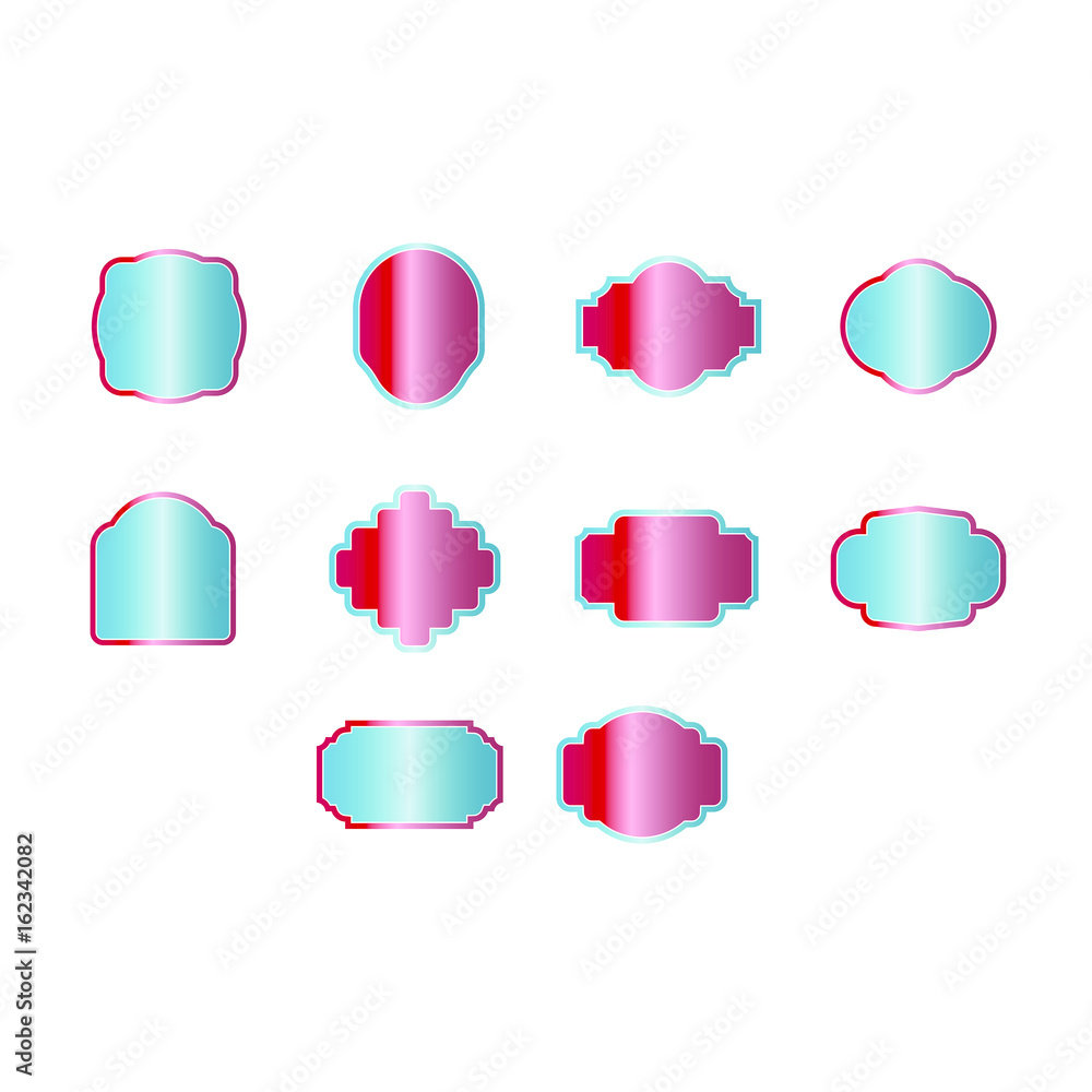 Vector icon set of various mirror frames against white background