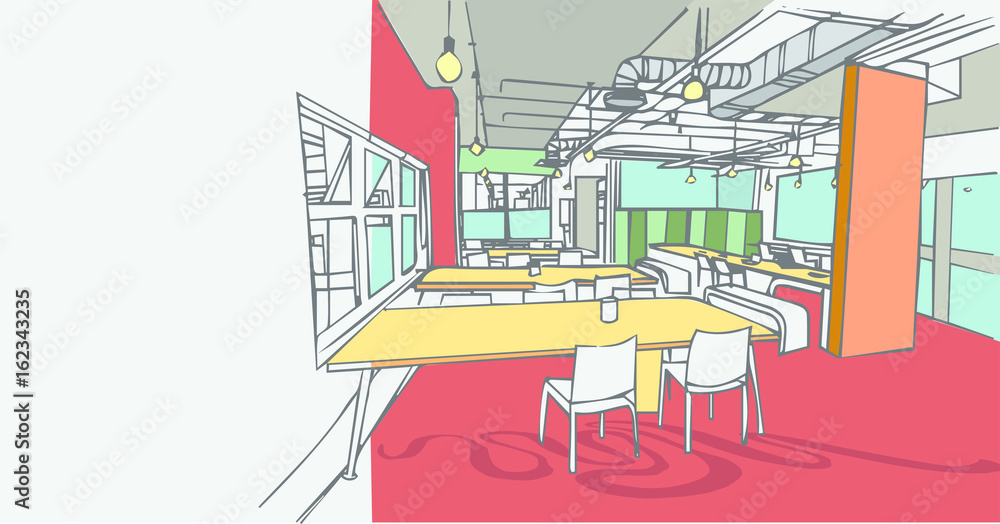 Illustration of interior at office