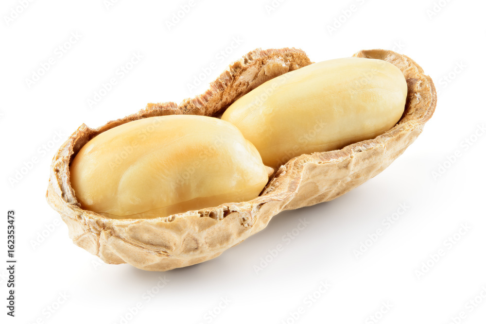 Peanuts isolated on white background. Full depth of field.