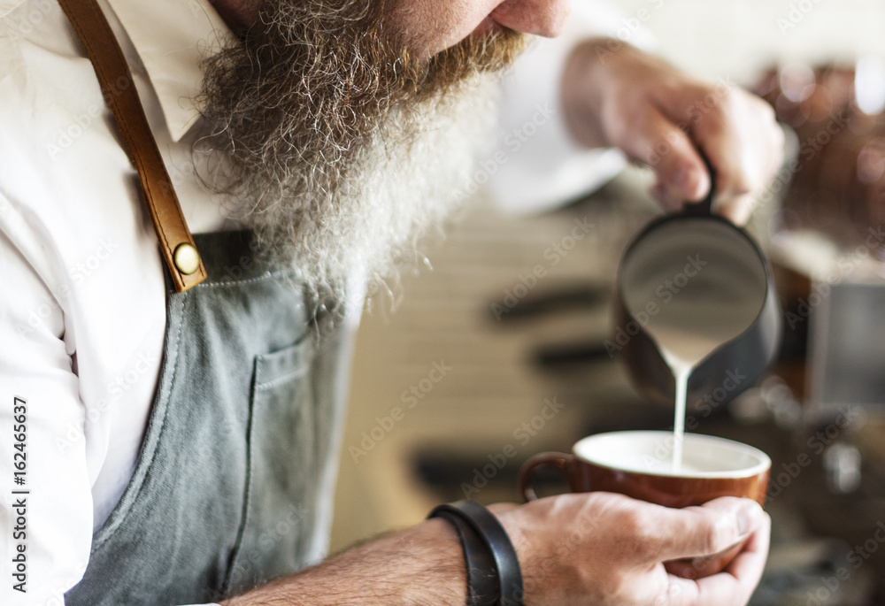 Barista Prepare Coffee Working Order Concept