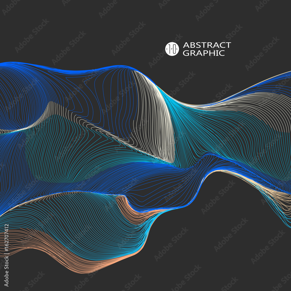 Wavy abstract graphic design, vector background.