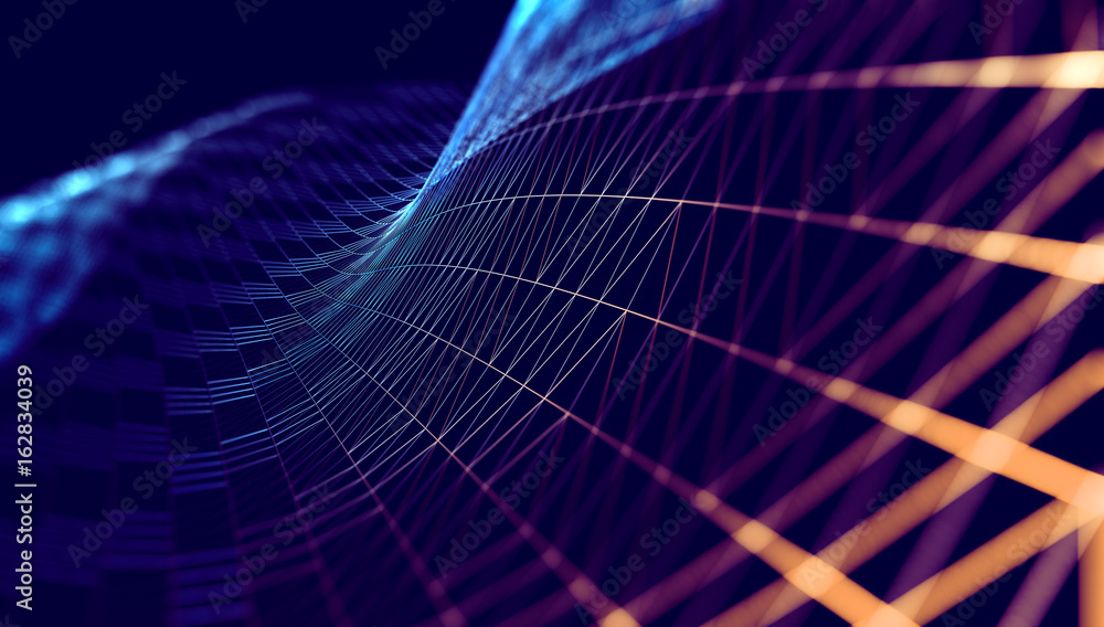 Fondo abstracto de tecnologia and scienceia。Malla o red con lineas and formas geometricas（技术和科学基金会）