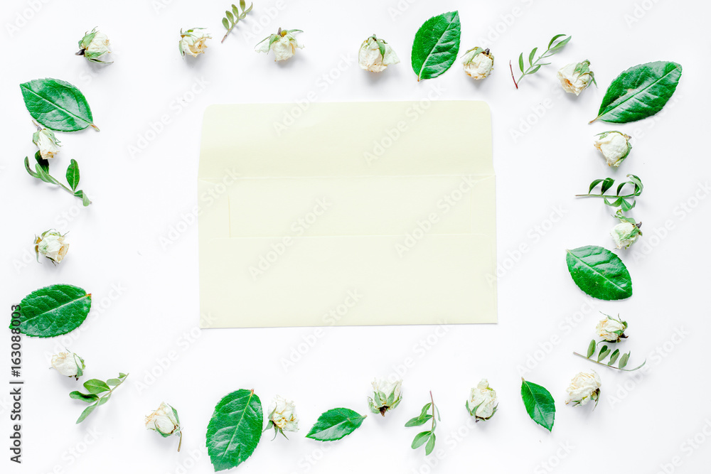 calligraphy floral pattern top view mock up