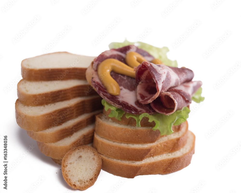 Composition of bread and ham