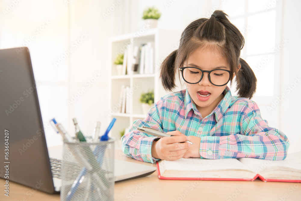 asia chinese school girl with glasses