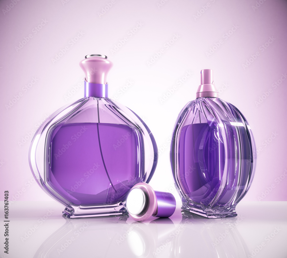 Two purple perfume bottles