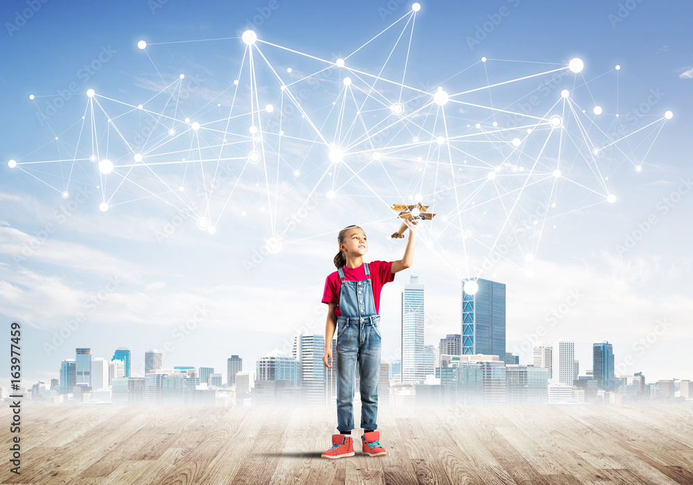 Concept of social wireless connection and internet use for communication by children