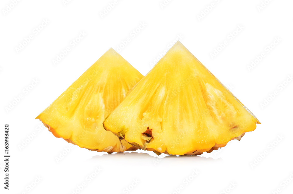 Two Slice of Honey pineapple fruit isolated on white background