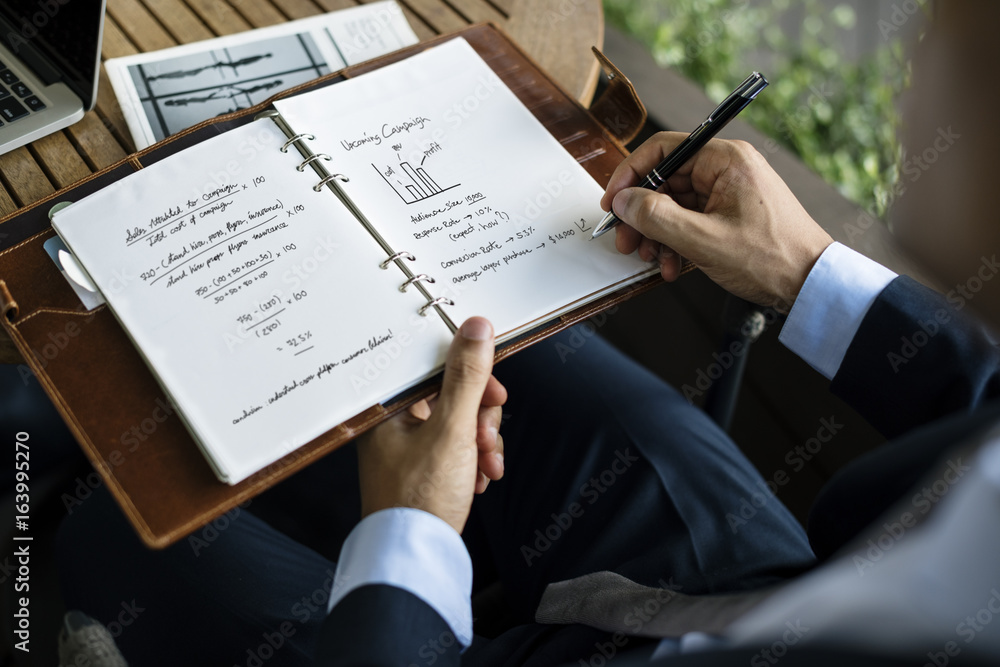 Businessmen Write Note Notebook Plan