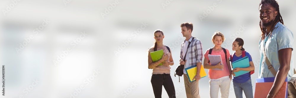 Students in front of blurred background