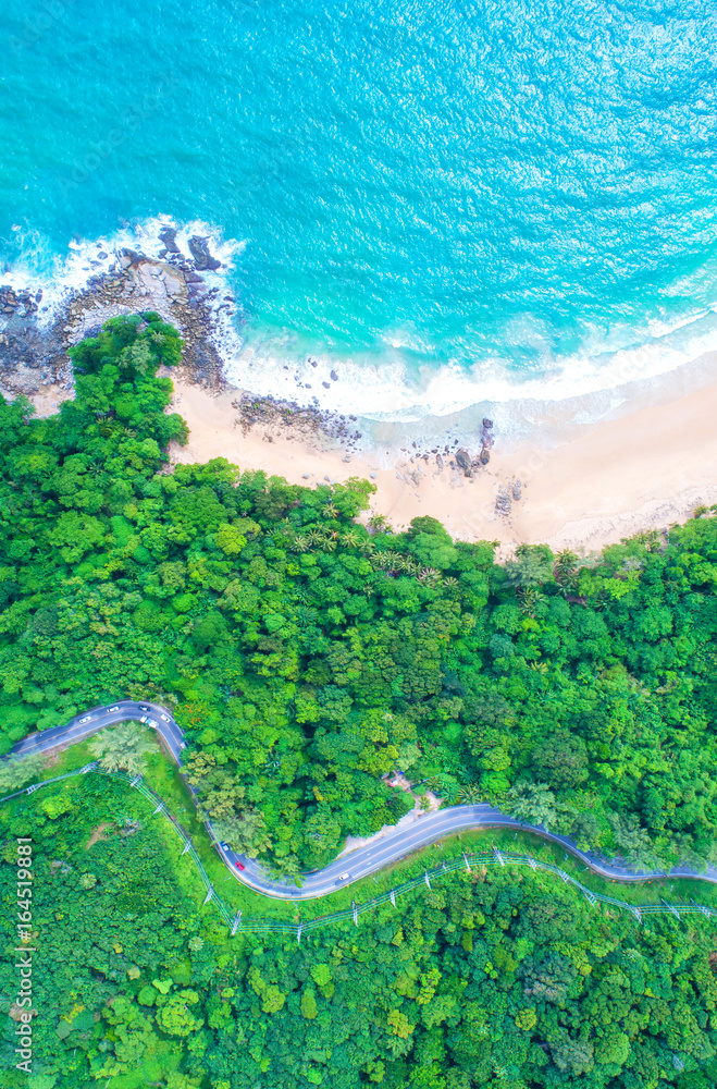 Sea aerial view,Top view,amazing nature background.The color of the water and beautifully bright.Azu