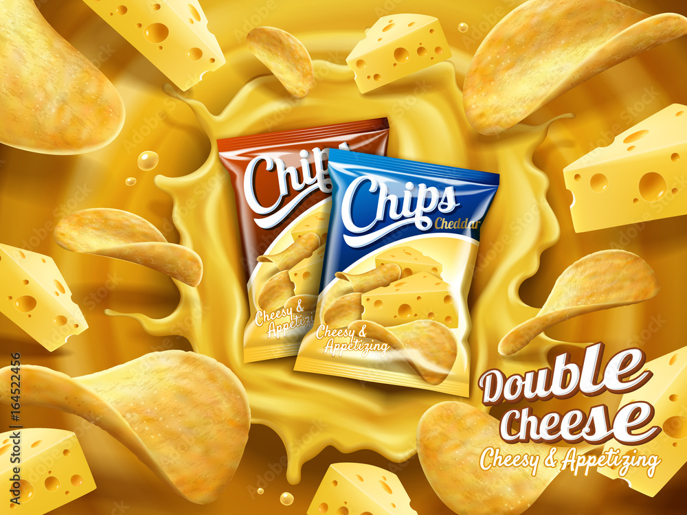 Double cheese potato chips ad