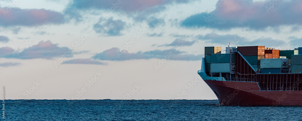 Red container ship