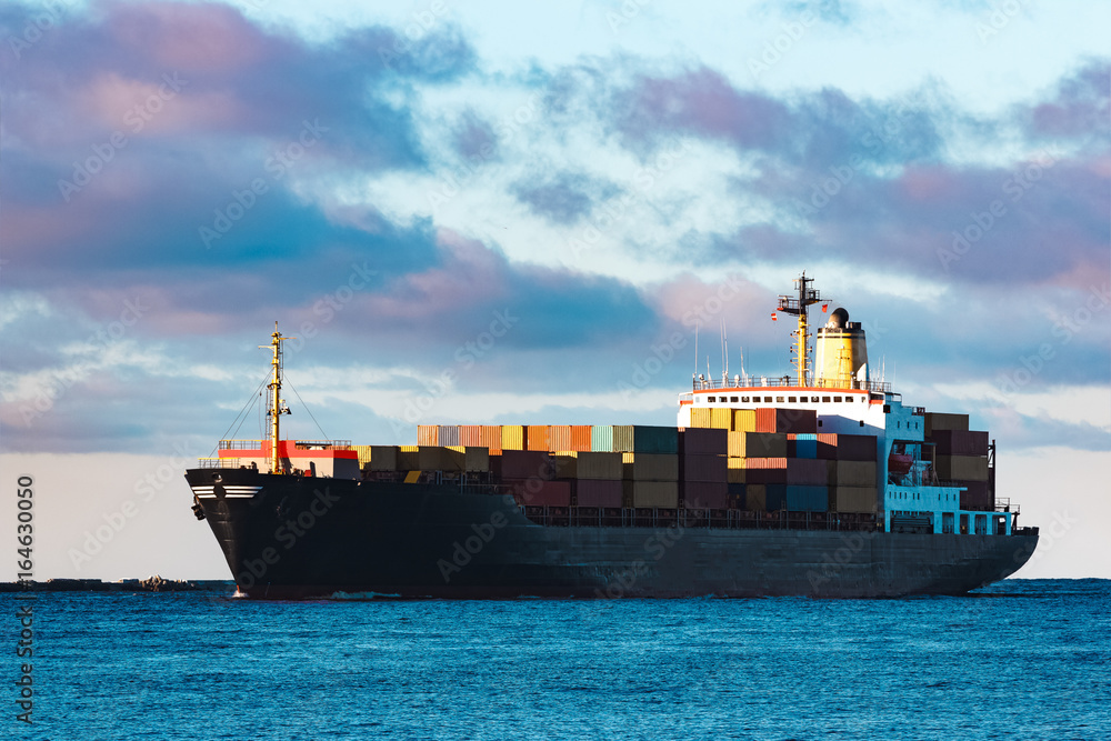 Black cargo ship