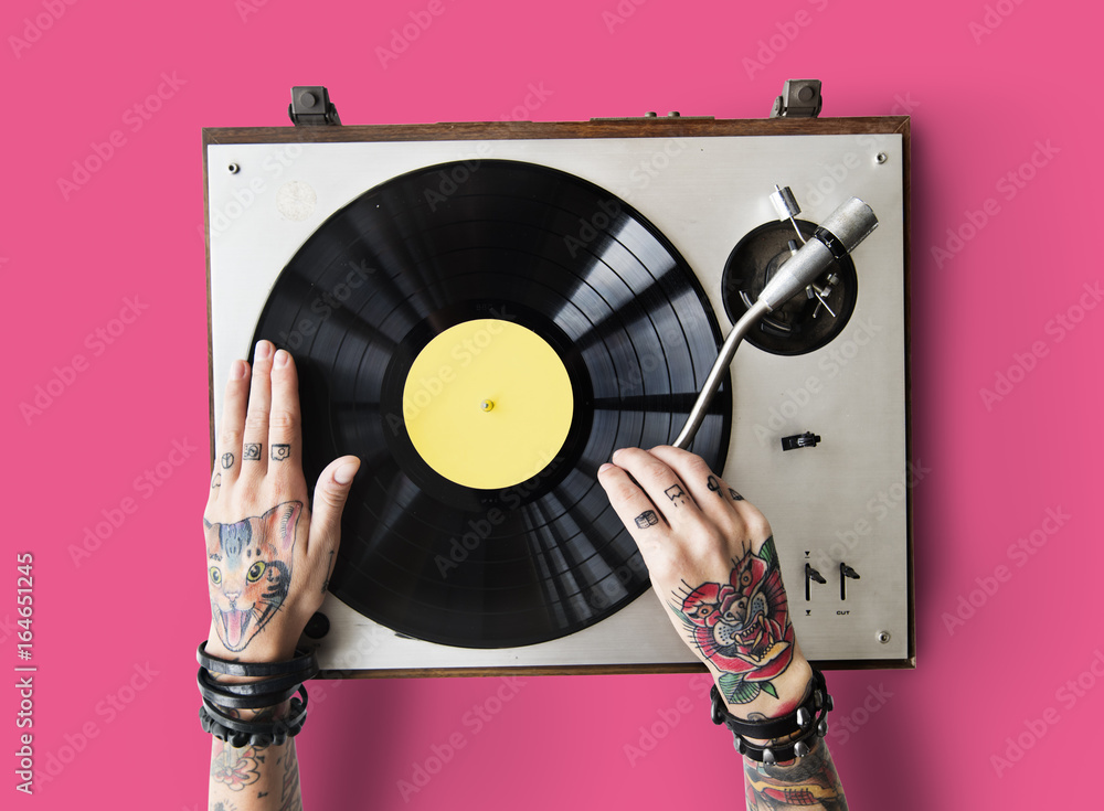 Vinyl Audio Music Rhythm Playing Tattoo Art Concept