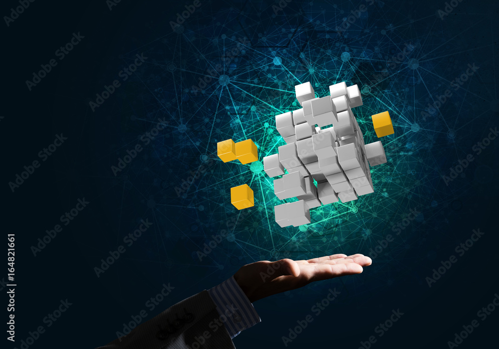 Idea of new technologies and integration presented by cube figure