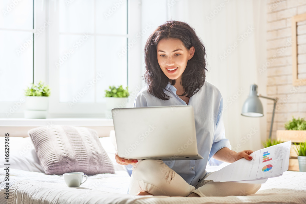 woman working on a laptop