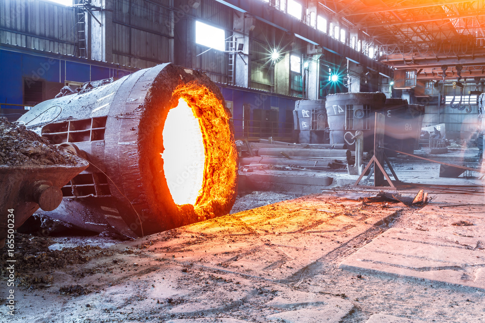 Metal smelting furnace in steel mills