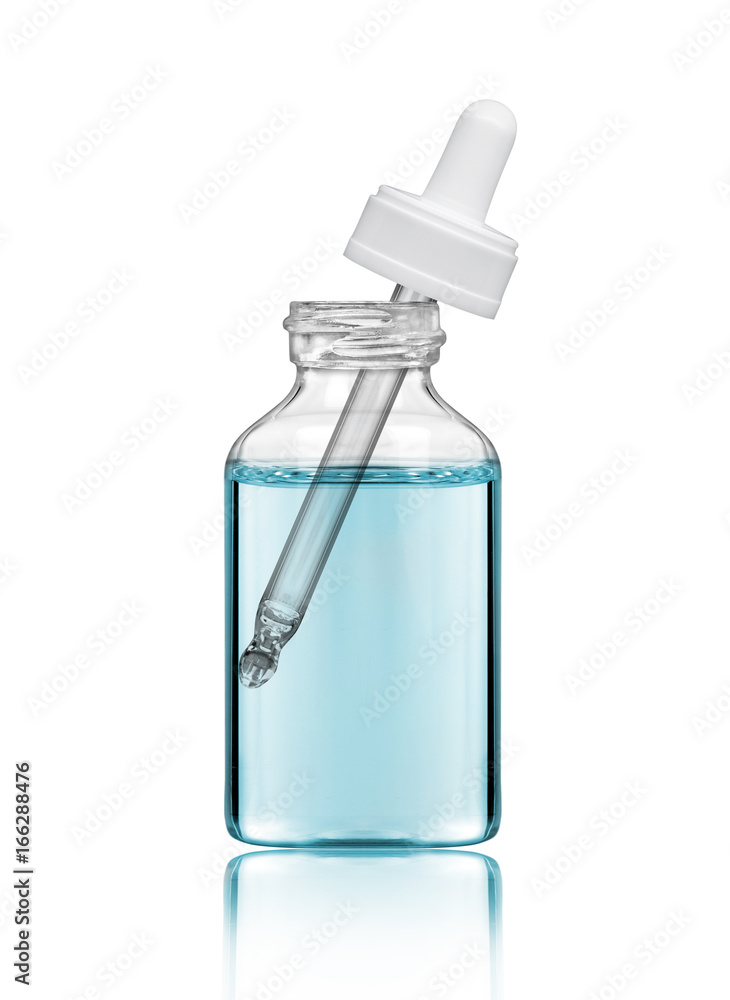 Cosmetic bottle with pipette, isolated on white background