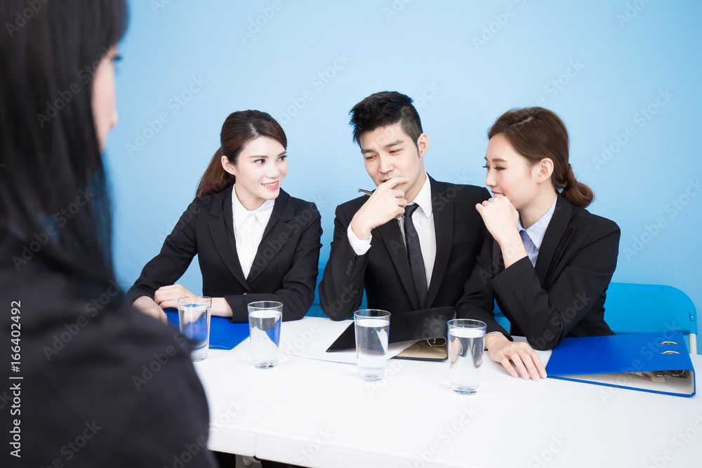 businesspeople with interview