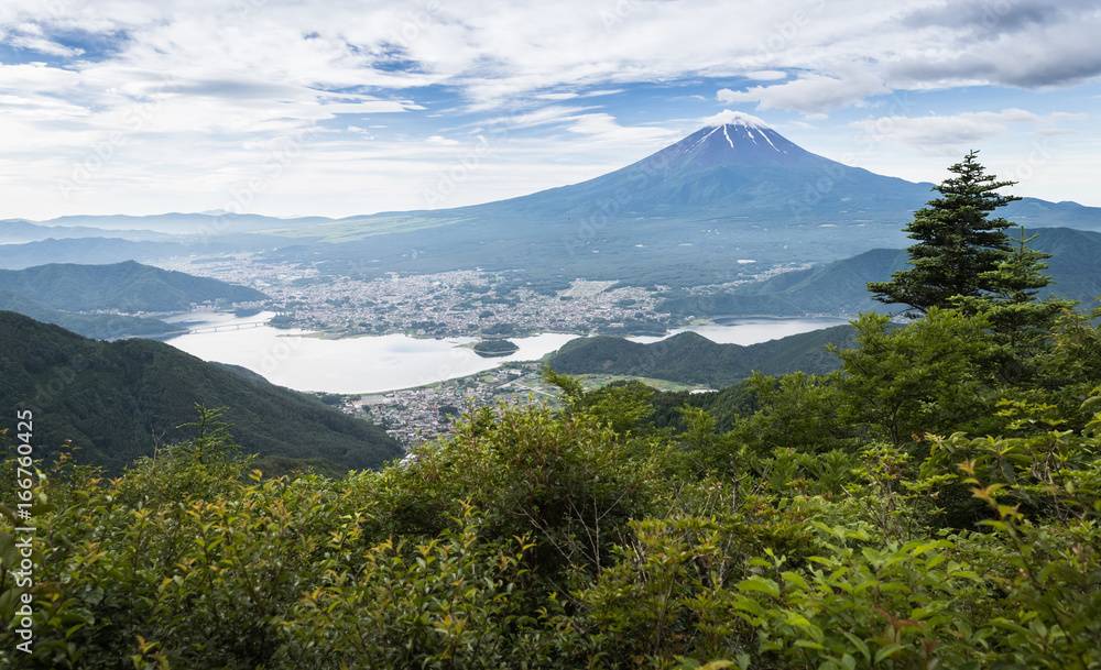 夏季富士山和河口湖