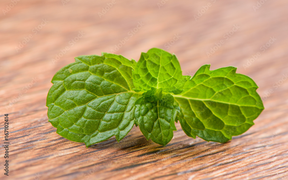 vanilla mint isolated on wooden table ,top view
