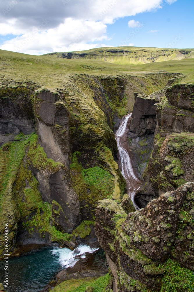 The great Fjadrargljufur canyon in Iceland