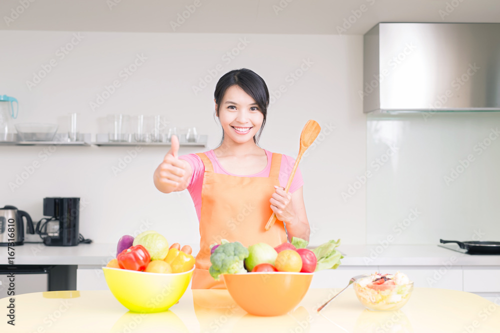 beauty housewife in kitchen