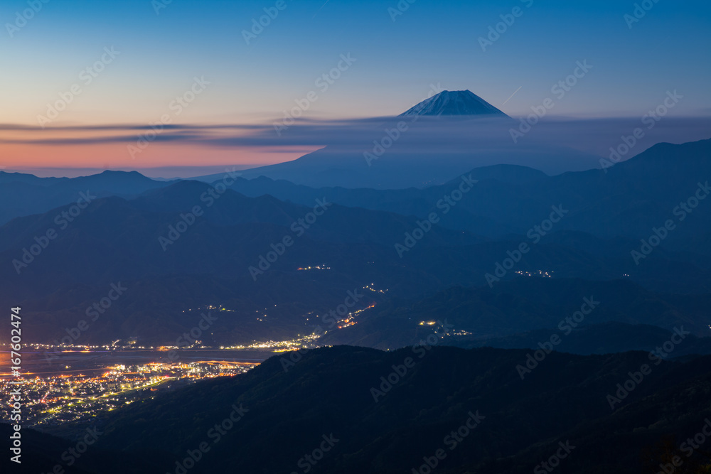 Mt.Fuji and Kofu city in early morning