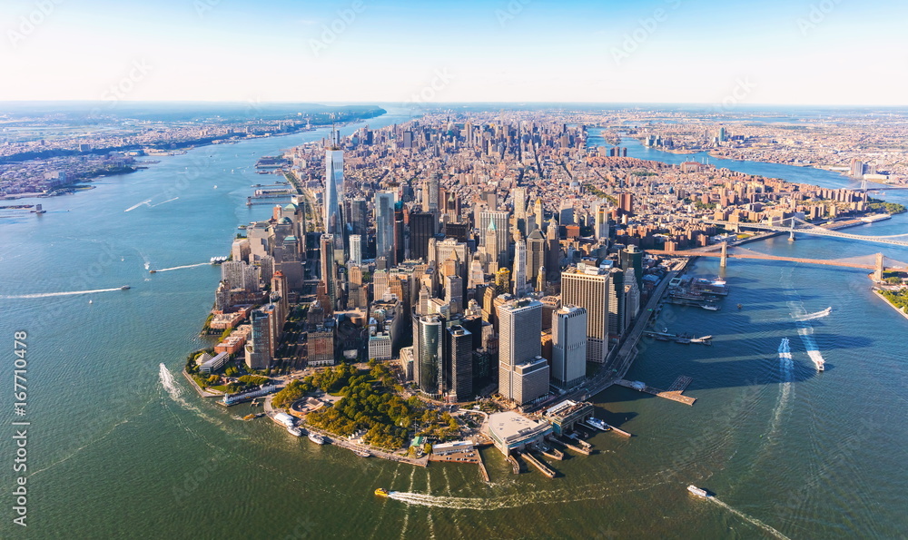 Aerial view of lower Manhattan New York City