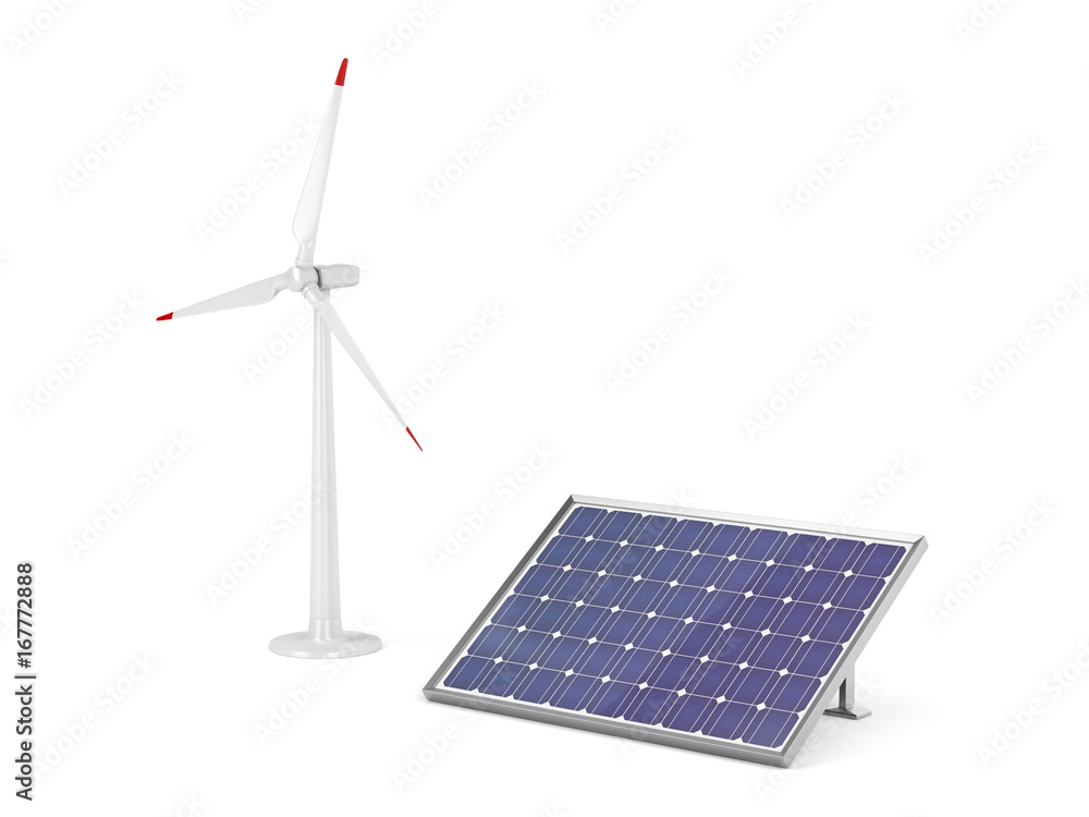 Wind turbine and solar panel