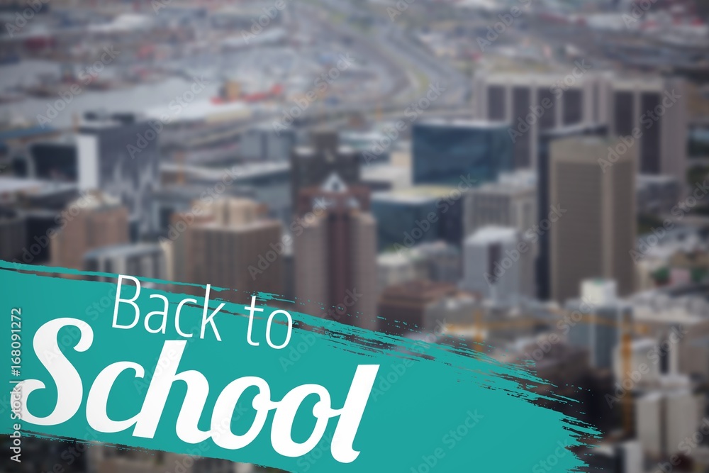 Composite image of back to school text over white background