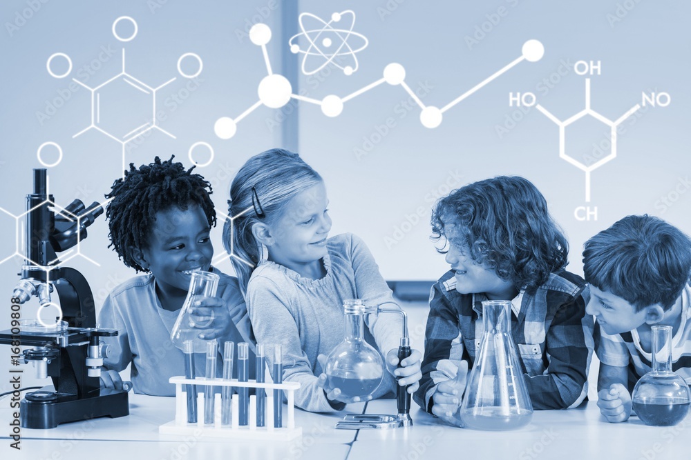 Composite image of illustration of chemical formulas