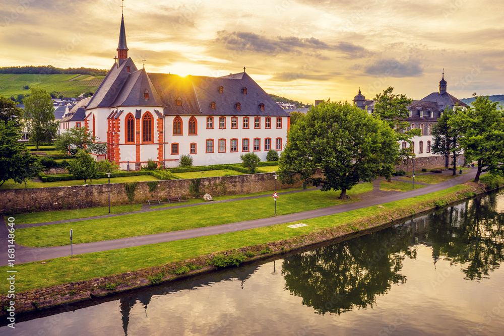 small town near river in europe