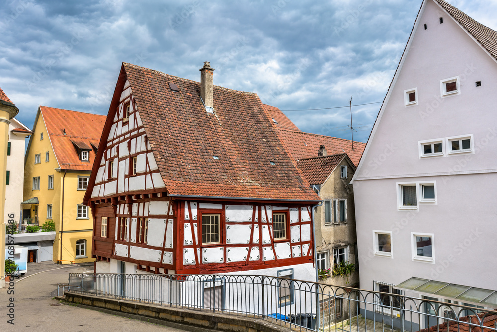 Typical half-timbered houses in Sigmaringen - Baden Wurttemberg, Germany