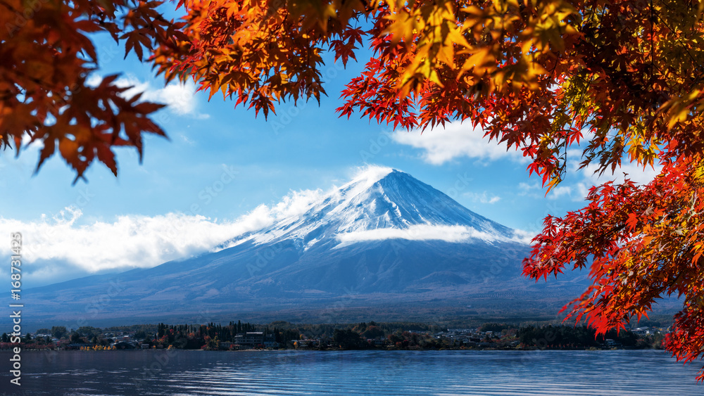 日本秋色富士山