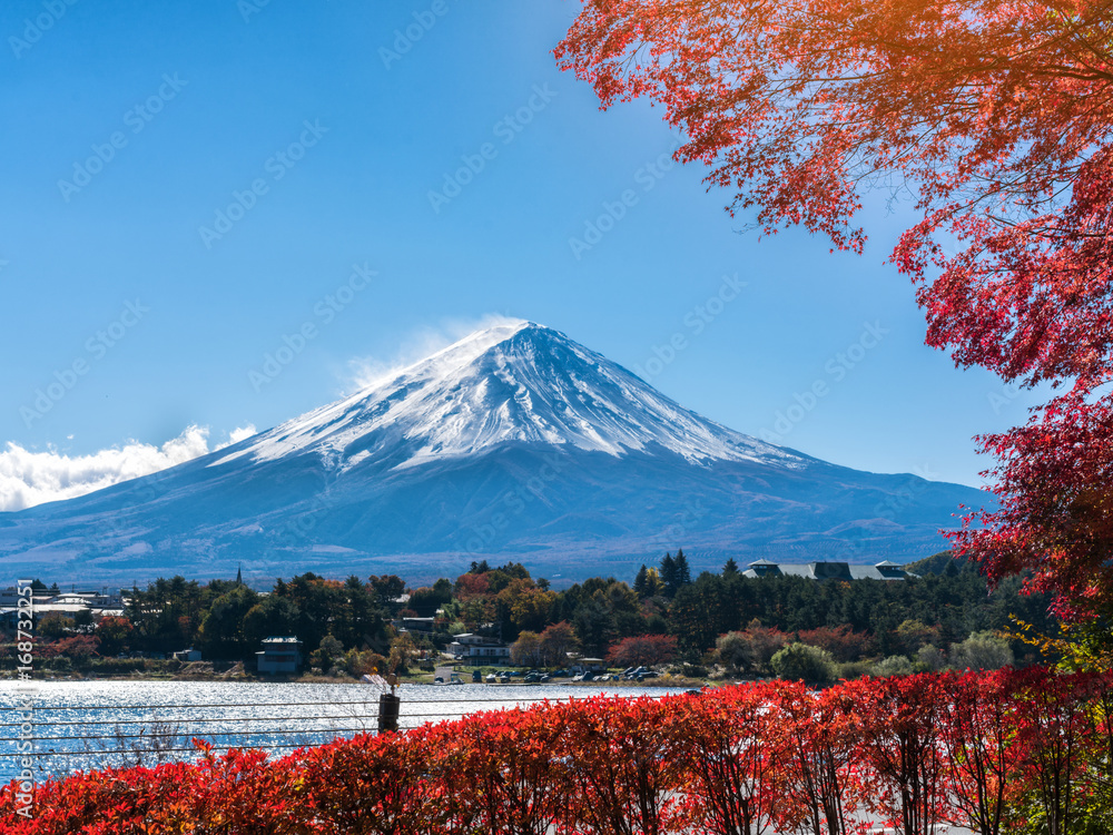 秋色富士山，日本