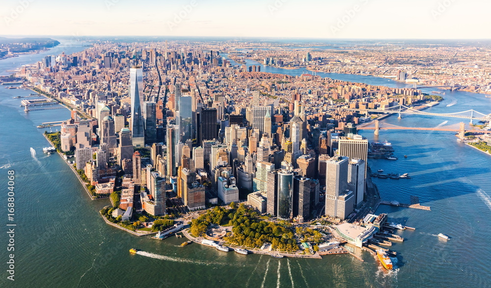 Aerial view of lower Manhattan New York City