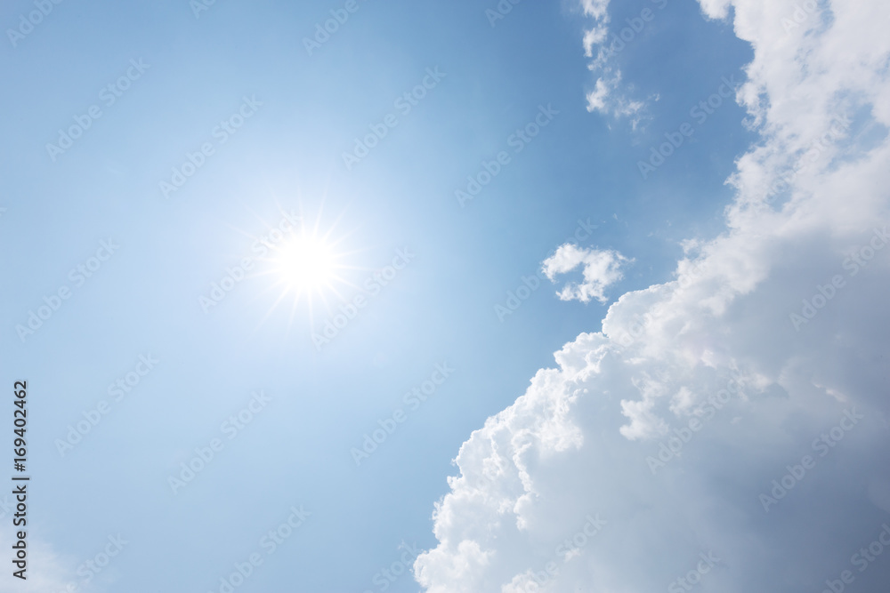 blue cloud sky with sun