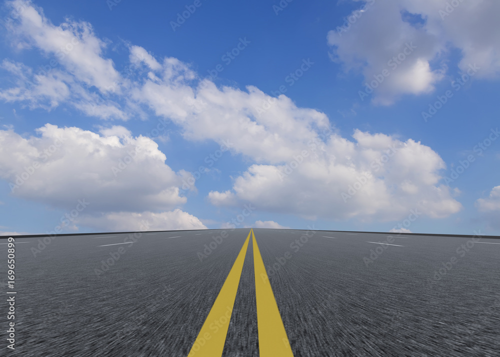 Road pavement and sky clouds