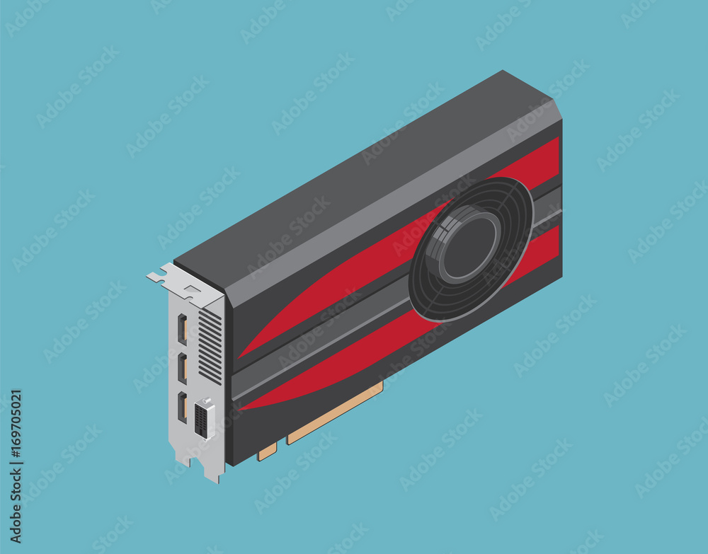 Stock graphic card. Isometric.