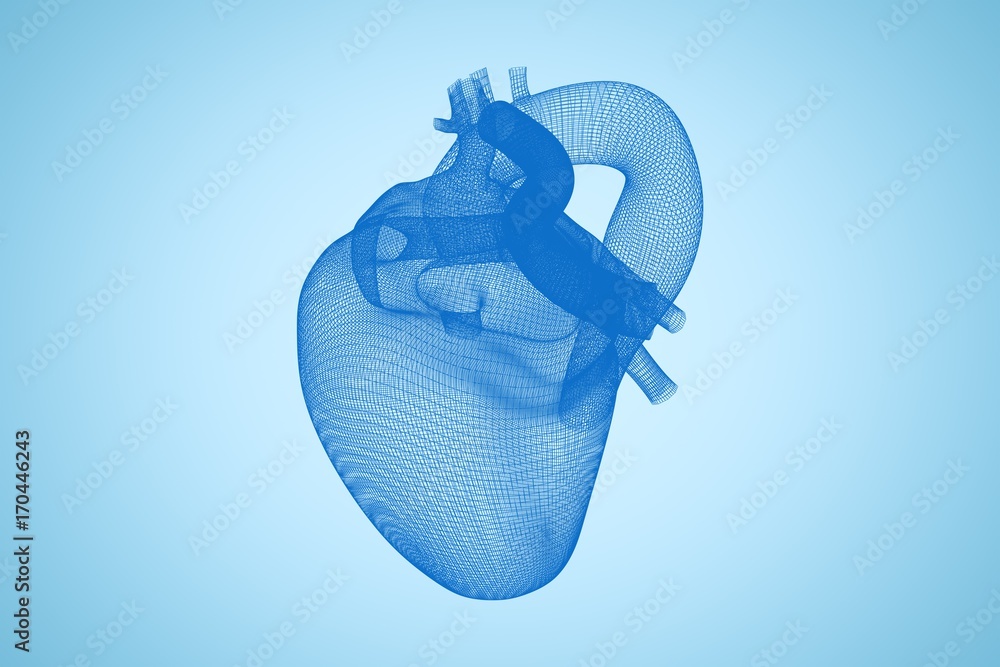 Composite image of vector image of blue 3d human heart 