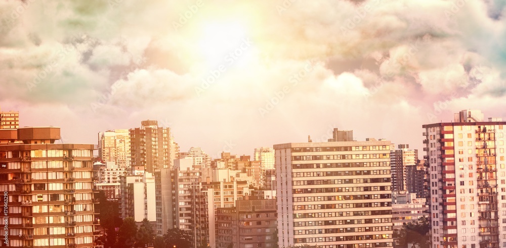 Composite image of view of overcast against sky