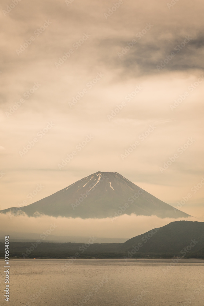 Mt.Fuji and Motosu lake in summer season