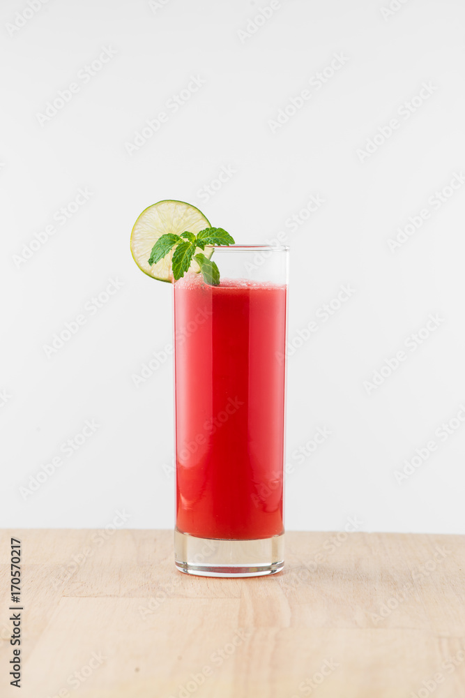 Glass of healthy watermelon juice in summertime